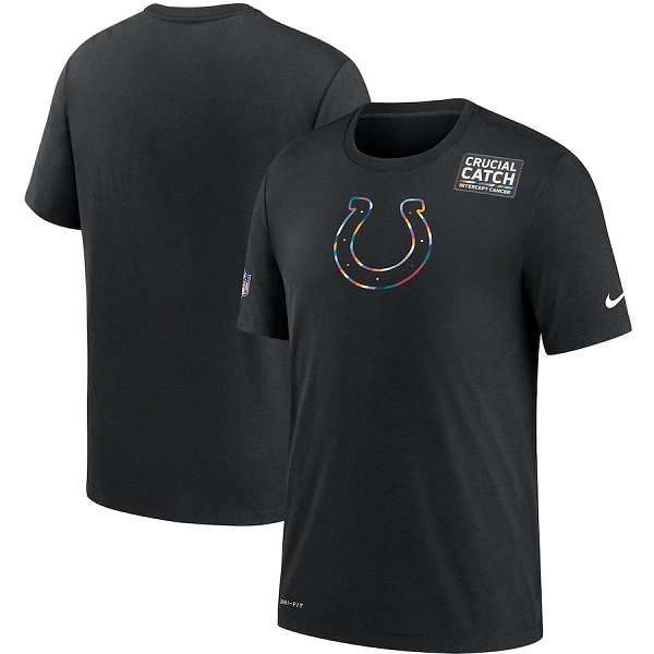 Men's Indianapolis Colts 2020 Black Sideline Crucial Catch Performance T-Shirt